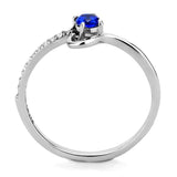 Alamode High polished (no plating) Stainless Steel Ring with AAA Grade CZ in London Blue - Alamode