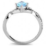 Alamode High polished (no plating) Stainless Steel Ring with AAA Grade CZ in Sea Blue - Alamode