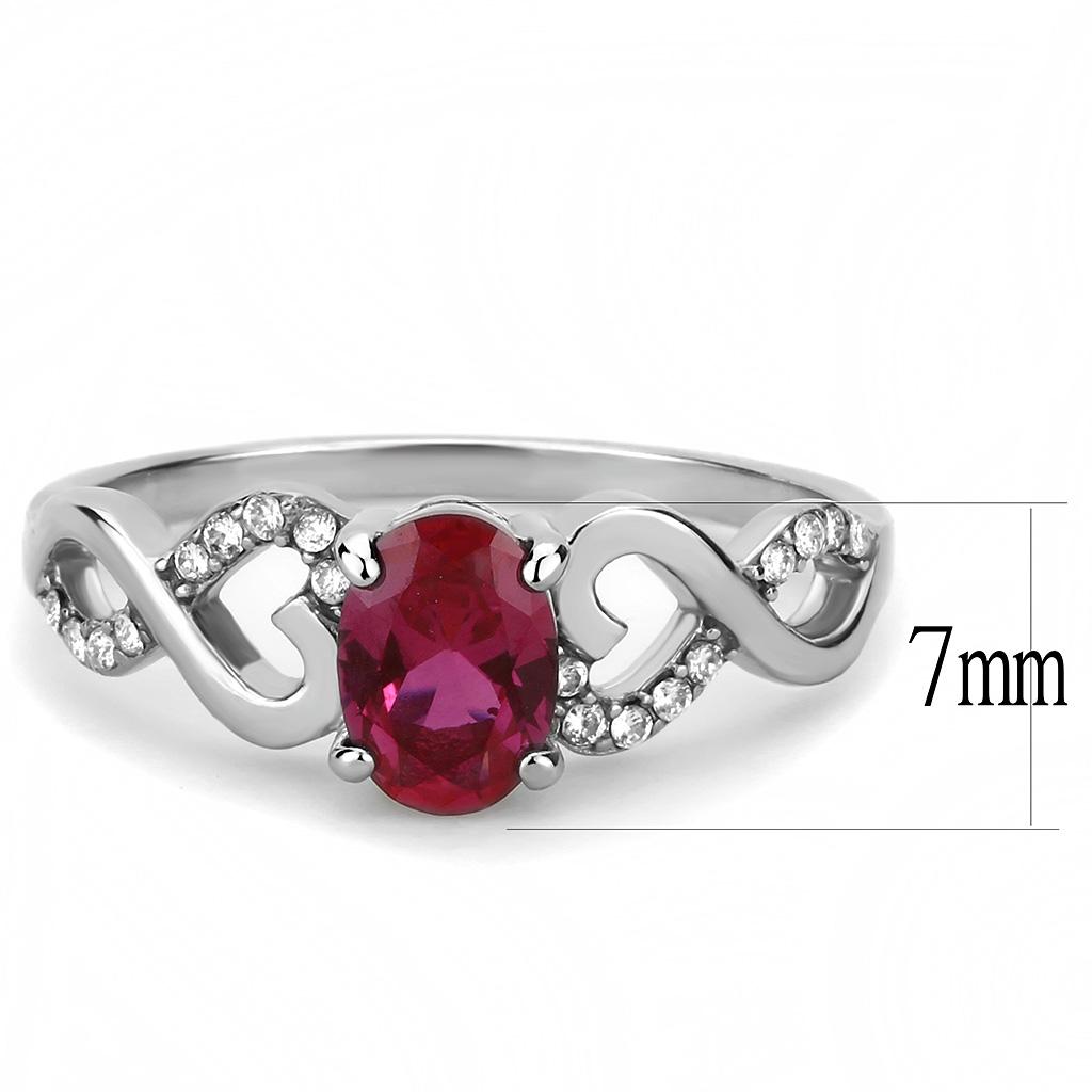 Alamode High polished (no plating) Stainless Steel Ring with AAA Grade CZ in Ruby - Flyclothing LLC