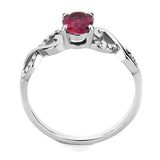 Alamode High polished (no plating) Stainless Steel Ring with AAA Grade CZ in Ruby - Flyclothing LLC