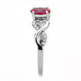 Alamode High polished (no plating) Stainless Steel Ring with AAA Grade CZ in Ruby - Flyclothing LLC