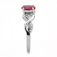 Alamode High polished (no plating) Stainless Steel Ring with AAA Grade CZ in Ruby - Alamode