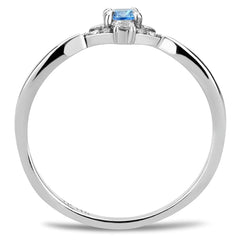 Alamode High polished (no plating) Stainless Steel Ring with AAA Grade CZ in Sea Blue - Alamode