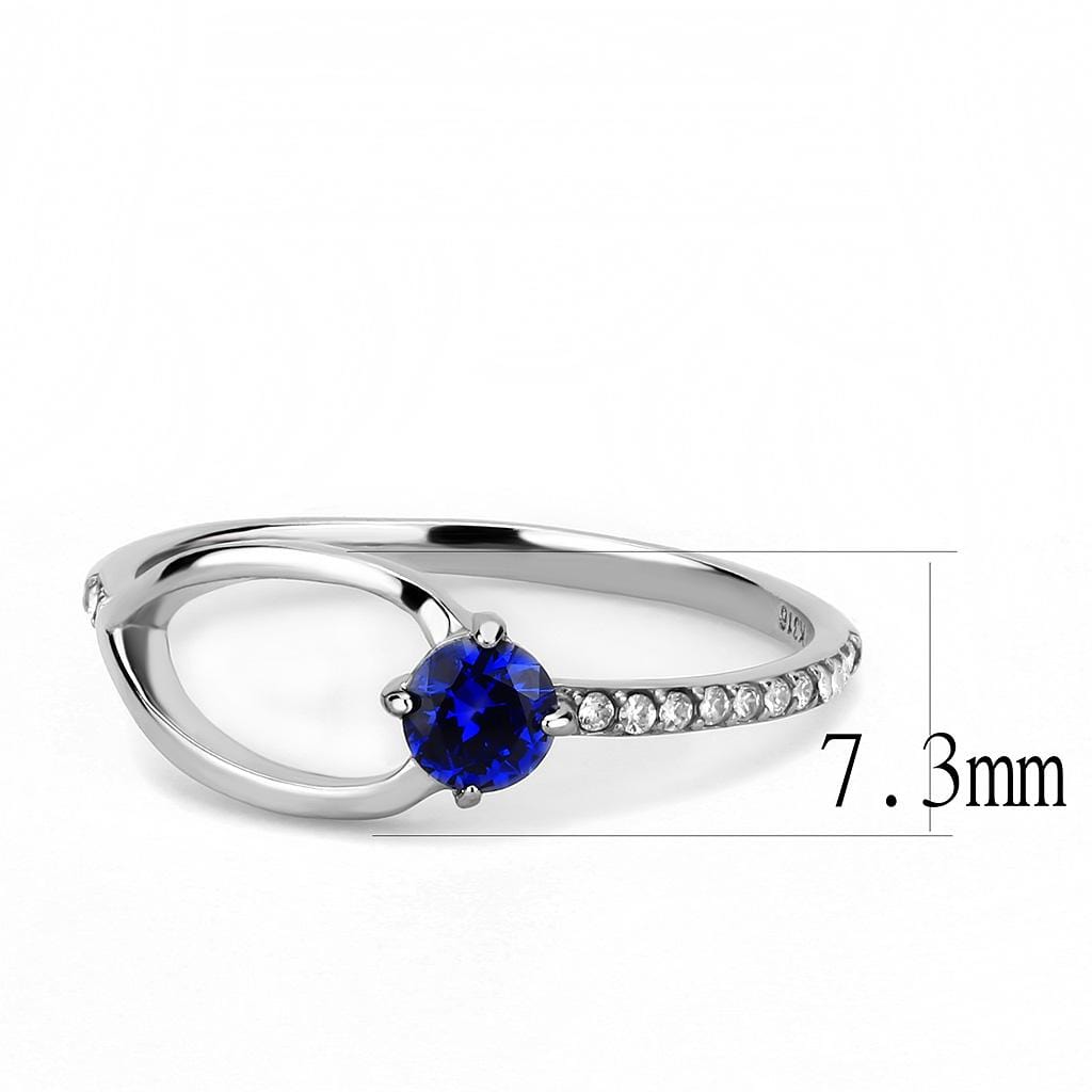 Alamode High polished (no plating) Stainless Steel Ring with AAA Grade CZ in London Blue - Alamode