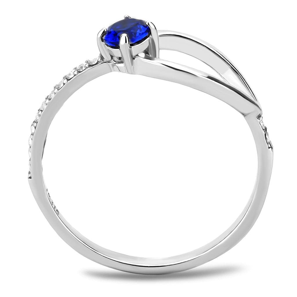 Alamode High polished (no plating) Stainless Steel Ring with AAA Grade CZ in London Blue - Alamode