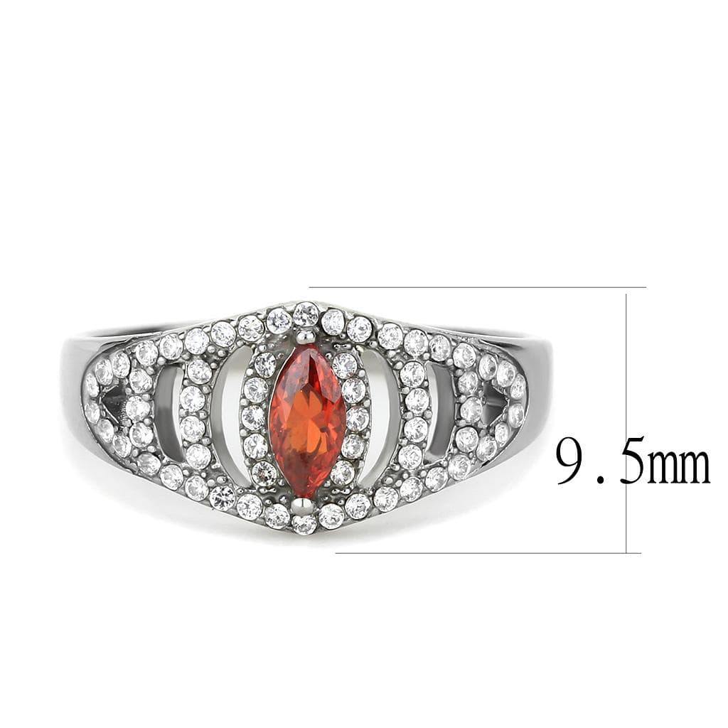 Alamode High polished (no plating) Stainless Steel Ring with AAA Grade CZ in Orange - Alamode