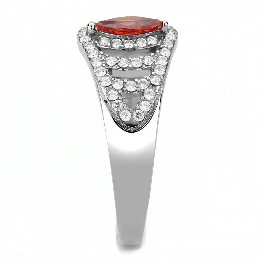 Alamode High polished (no plating) Stainless Steel Ring with AAA Grade CZ in Orange - Alamode