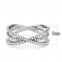 Alamode High polished (no plating) Stainless Steel Ring with AAA Grade CZ in Clear - Flyclothing LLC