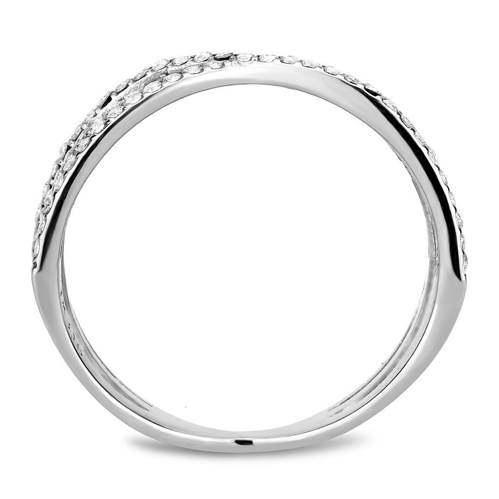 Alamode High polished (no plating) Stainless Steel Ring with AAA Grade CZ in Clear - Flyclothing LLC