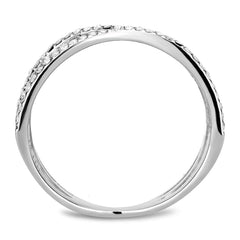 Alamode High polished (no plating) Stainless Steel Ring with AAA Grade CZ in Clear - Flyclothing LLC