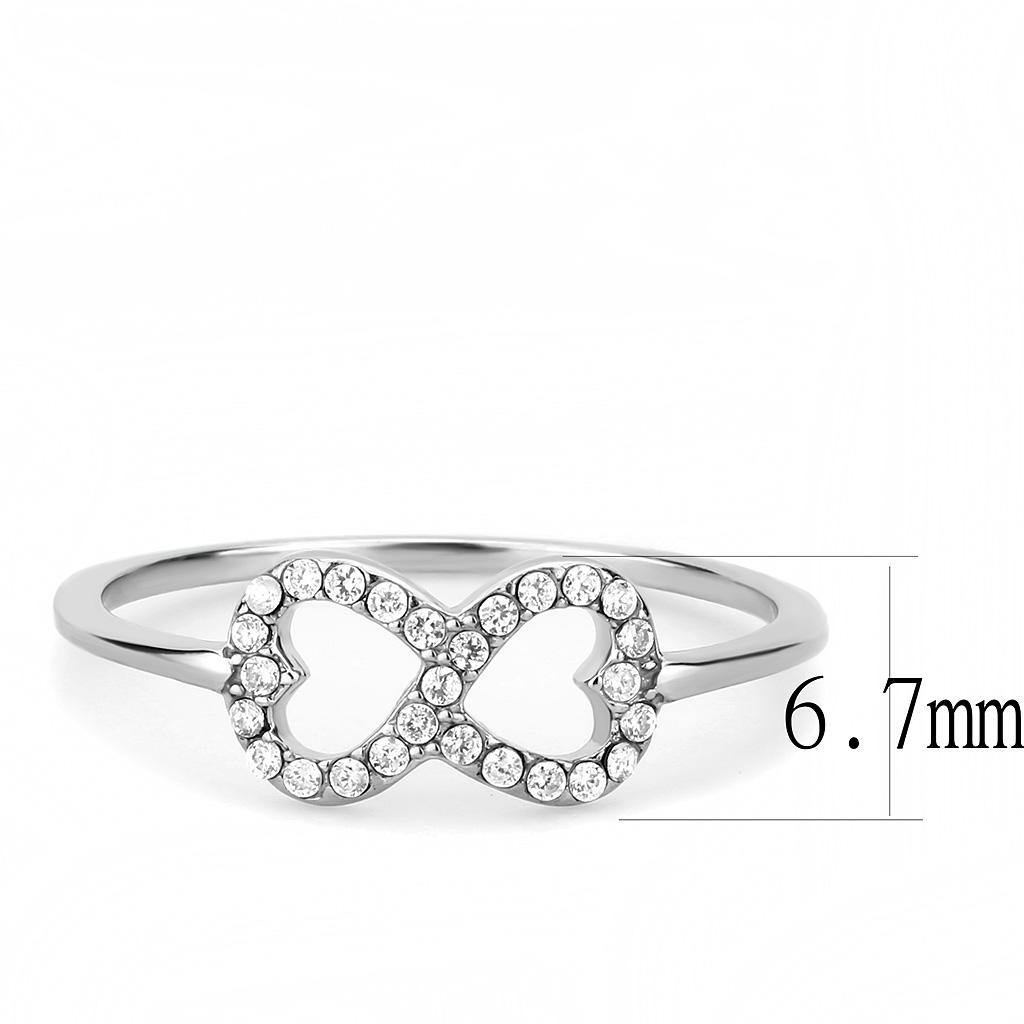 Alamode High polished (no plating) Stainless Steel Ring with AAA Grade CZ in Clear - Flyclothing LLC