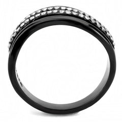 Alamode IP Black(Ion Plating) Stainless Steel Ring with AAA Grade CZ in Clear - Alamode