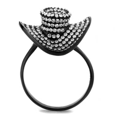 Alamode IP Black(Ion Plating) Stainless Steel Ring with AAA Grade CZ in Clear - Alamode