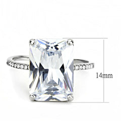 Alamode High polished (no plating) Stainless Steel Ring with AAA Grade CZ in Clear - Flyclothing LLC