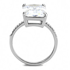 Alamode High polished (no plating) Stainless Steel Ring with AAA Grade CZ in Clear - Flyclothing LLC