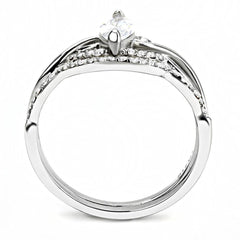 Alamode High polished (no plating) Stainless Steel Ring with AAA Grade CZ in Clear - Flyclothing LLC