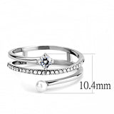 Alamode High polished (no plating) Stainless Steel Ring with AAA Grade CZ in Clear - Flyclothing LLC