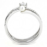 Alamode High polished (no plating) Stainless Steel Ring with AAA Grade CZ in Clear - Flyclothing LLC