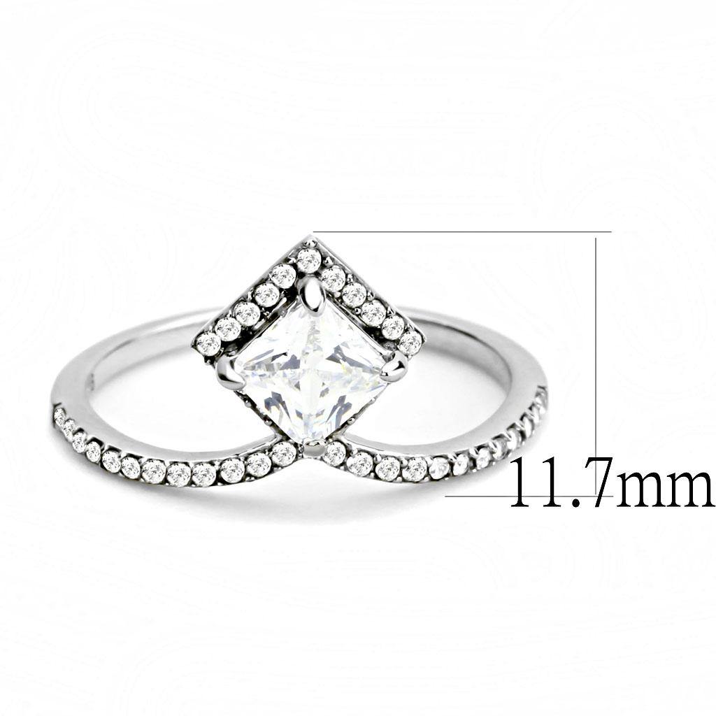 Alamode High polished (no plating) Stainless Steel Ring with AAA Grade CZ in Clear - Flyclothing LLC