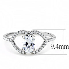 Alamode High polished (no plating) Stainless Steel Ring with AAA Grade CZ in Clear - Flyclothing LLC