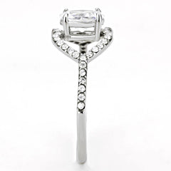 Alamode High polished (no plating) Stainless Steel Ring with AAA Grade CZ in Clear - Flyclothing LLC