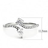 Alamode High polished (no plating) Stainless Steel Ring with AAA Grade CZ in Clear - Flyclothing LLC