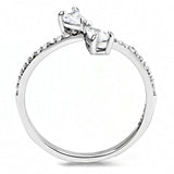 Alamode High polished (no plating) Stainless Steel Ring with AAA Grade CZ in Clear - Flyclothing LLC