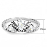 Alamode High polished (no plating) Stainless Steel Ring with AAA Grade CZ in Clear - Flyclothing LLC