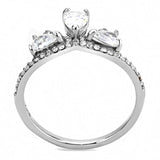 Alamode High polished (no plating) Stainless Steel Ring with AAA Grade CZ in Clear - Flyclothing LLC