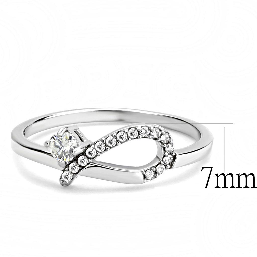 Alamode High polished (no plating) Stainless Steel Ring with AAA Grade CZ in Clear - Flyclothing LLC