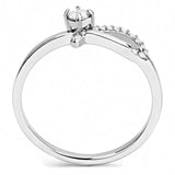 Alamode High polished (no plating) Stainless Steel Ring with AAA Grade CZ in Clear - Flyclothing LLC