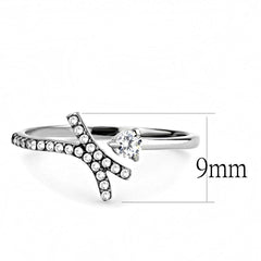 Alamode High polished (no plating) Stainless Steel Ring with AAA Grade CZ in Clear - Flyclothing LLC