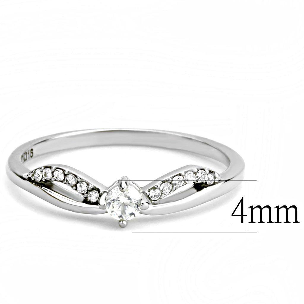 Alamode High polished (no plating) Stainless Steel Ring with AAA Grade CZ in Clear - Flyclothing LLC