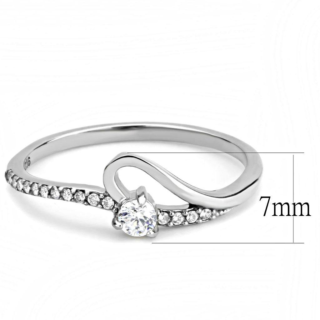 Alamode High polished (no plating) Stainless Steel Ring with AAA Grade CZ in Clear - Flyclothing LLC