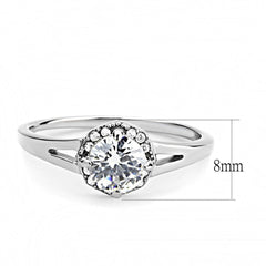 Alamode High polished (no plating) Stainless Steel Ring with AAA Grade CZ in Clear - Alamode