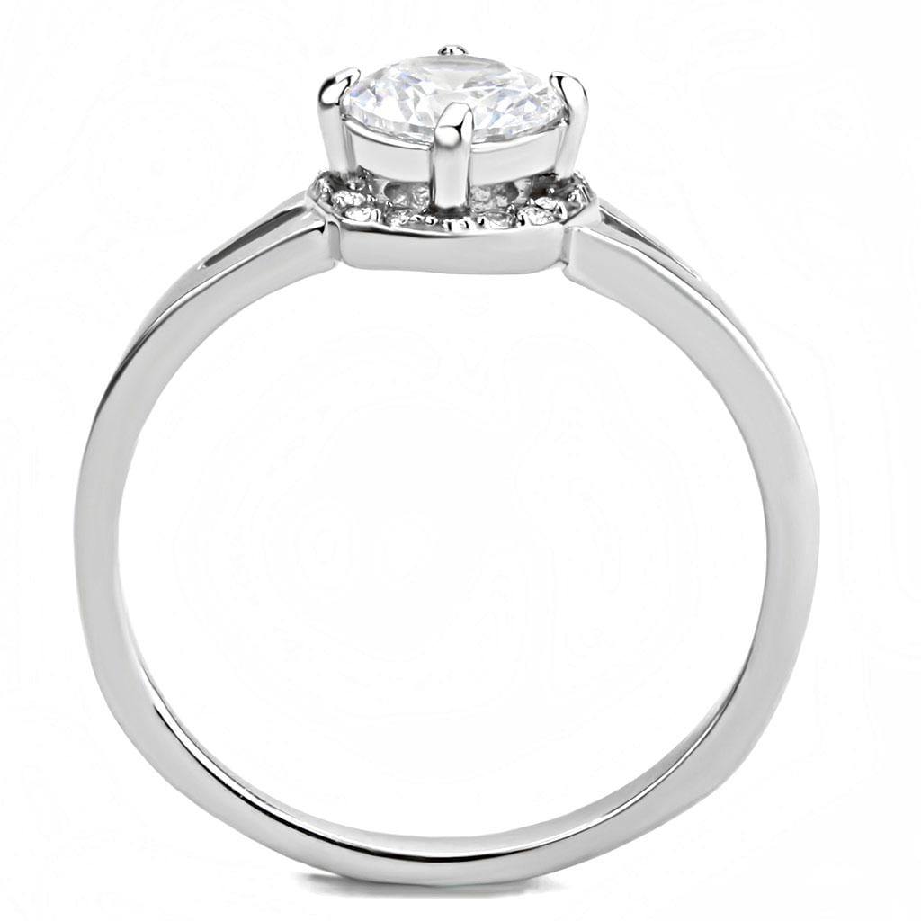 Alamode High polished (no plating) Stainless Steel Ring with AAA Grade CZ in Clear - Alamode