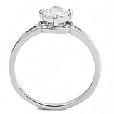 Alamode High polished (no plating) Stainless Steel Ring with AAA Grade CZ in Clear - Alamode