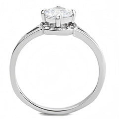 Alamode High polished (no plating) Stainless Steel Ring with AAA Grade CZ in Clear - Alamode