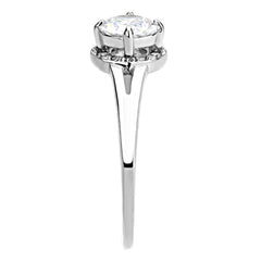 Alamode High polished (no plating) Stainless Steel Ring with AAA Grade CZ in Clear - Alamode