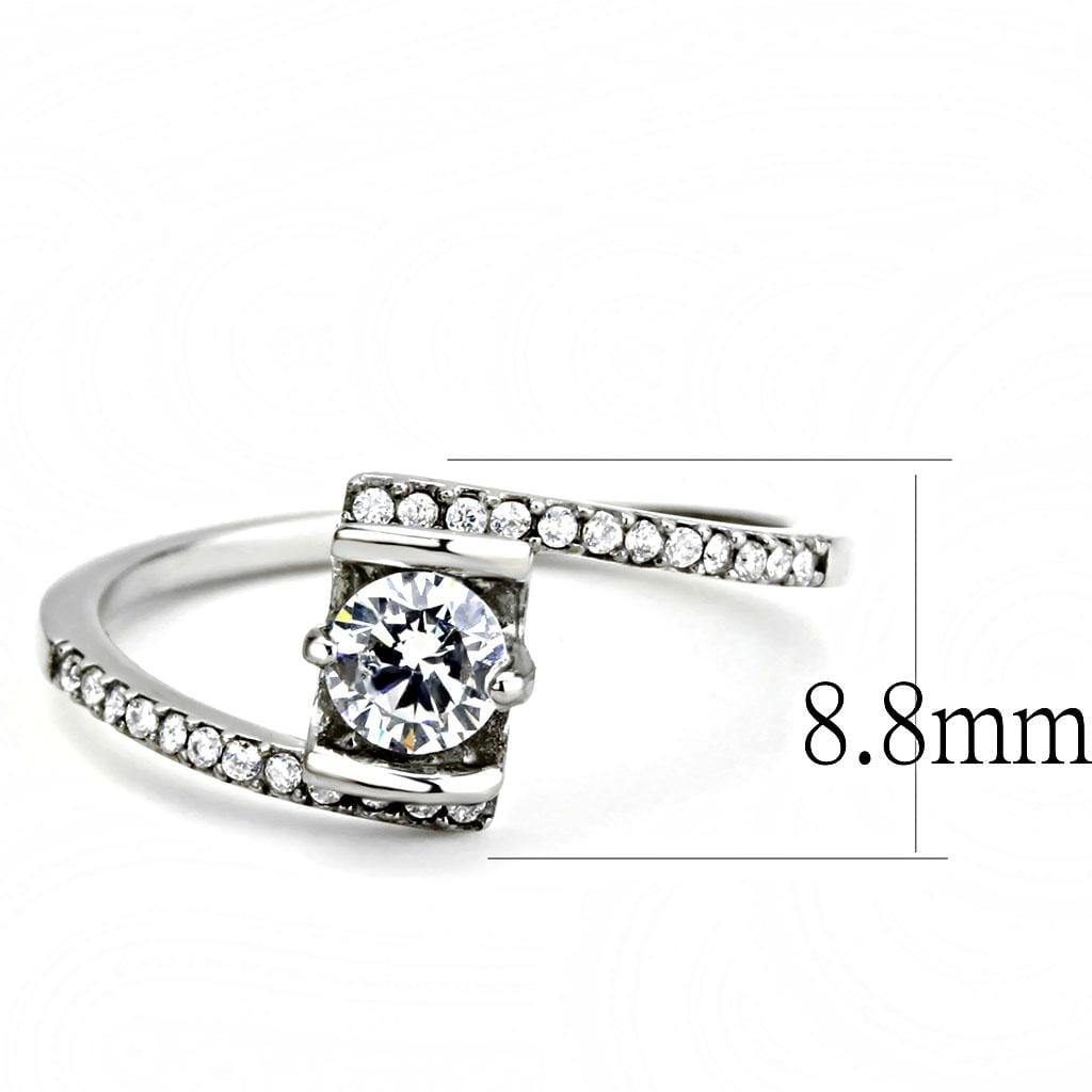 Alamode High polished (no plating) Stainless Steel Ring with AAA Grade CZ in Clear - Alamode