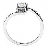 Alamode High polished (no plating) Stainless Steel Ring with AAA Grade CZ in Clear - Alamode