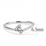 Alamode High polished (no plating) Stainless Steel Ring with AAA Grade CZ in Clear - Alamode