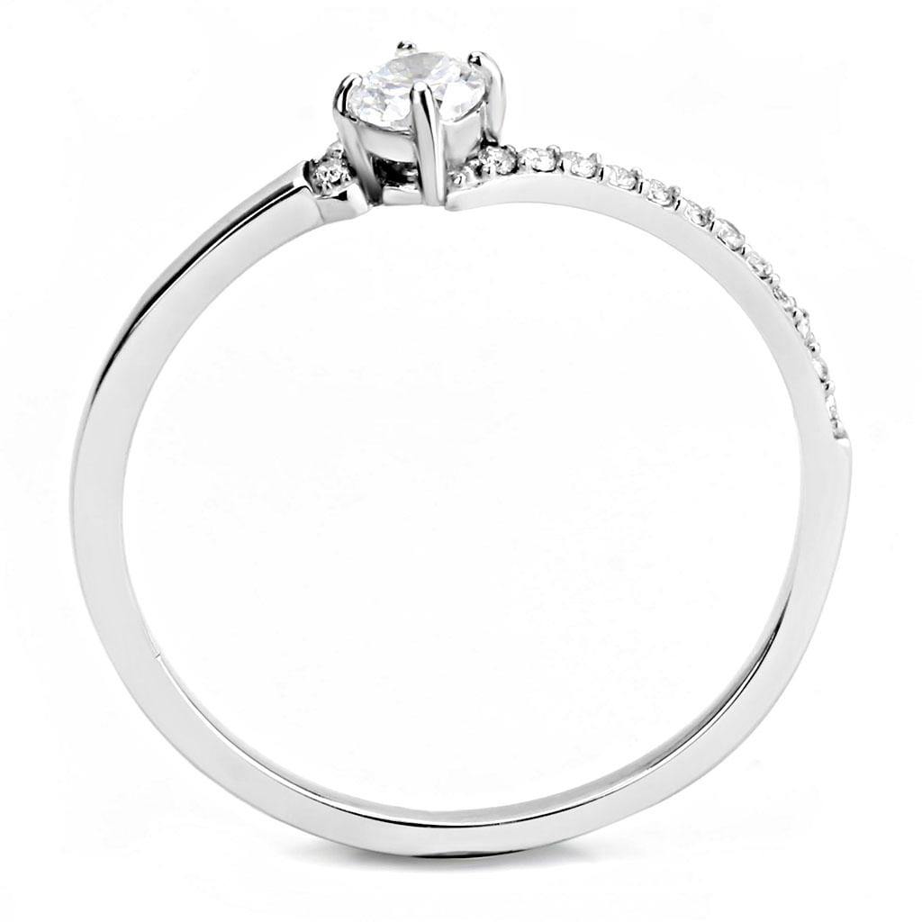 Alamode High polished (no plating) Stainless Steel Ring with AAA Grade CZ in Clear - Alamode