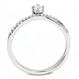 Alamode High polished (no plating) Stainless Steel Ring with AAA Grade CZ in Clear - Alamode