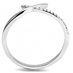 Alamode High polished (no plating) Stainless Steel Ring with AAA Grade CZ in Clear - Alamode