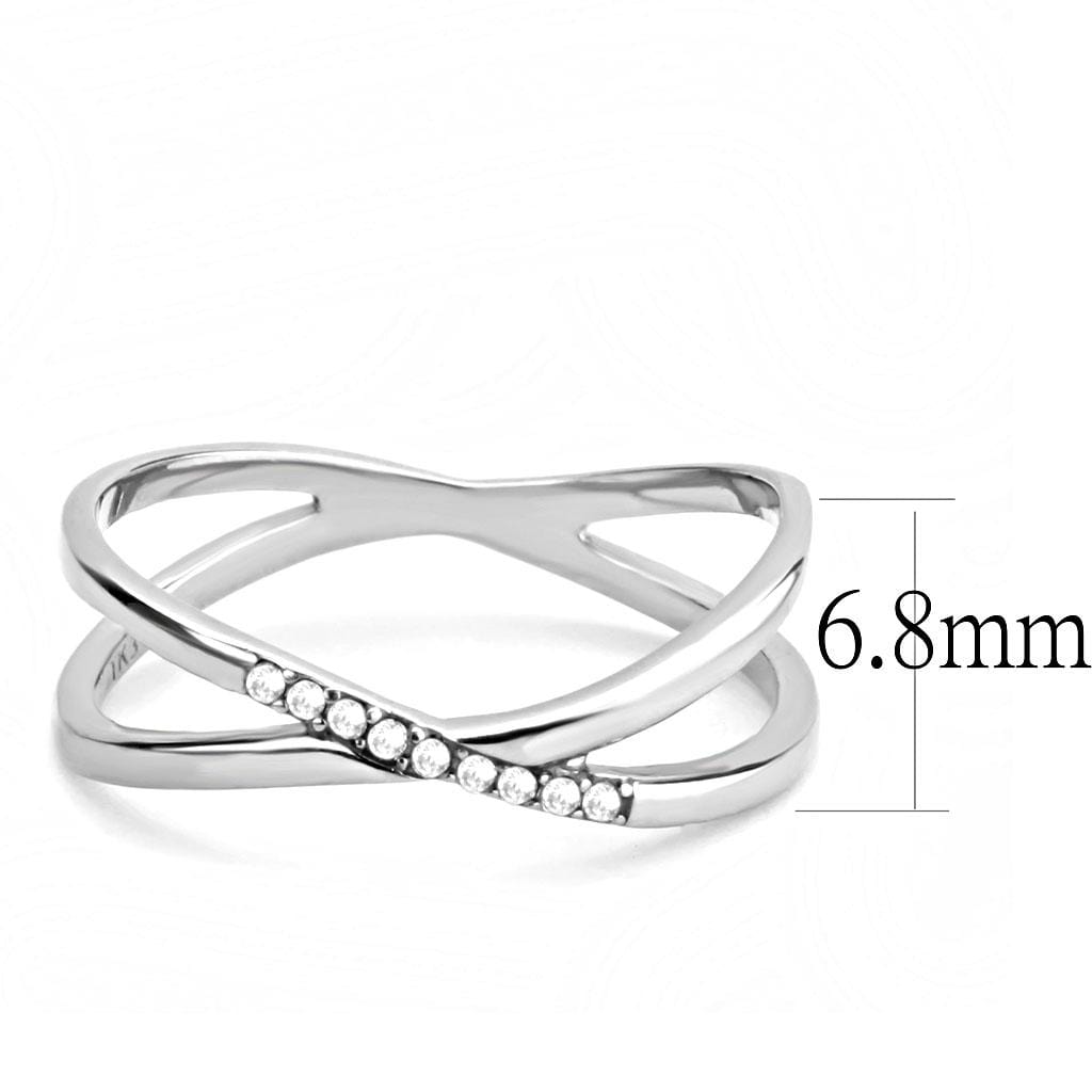 Alamode High polished (no plating) Stainless Steel Ring with AAA Grade CZ in Clear - Alamode