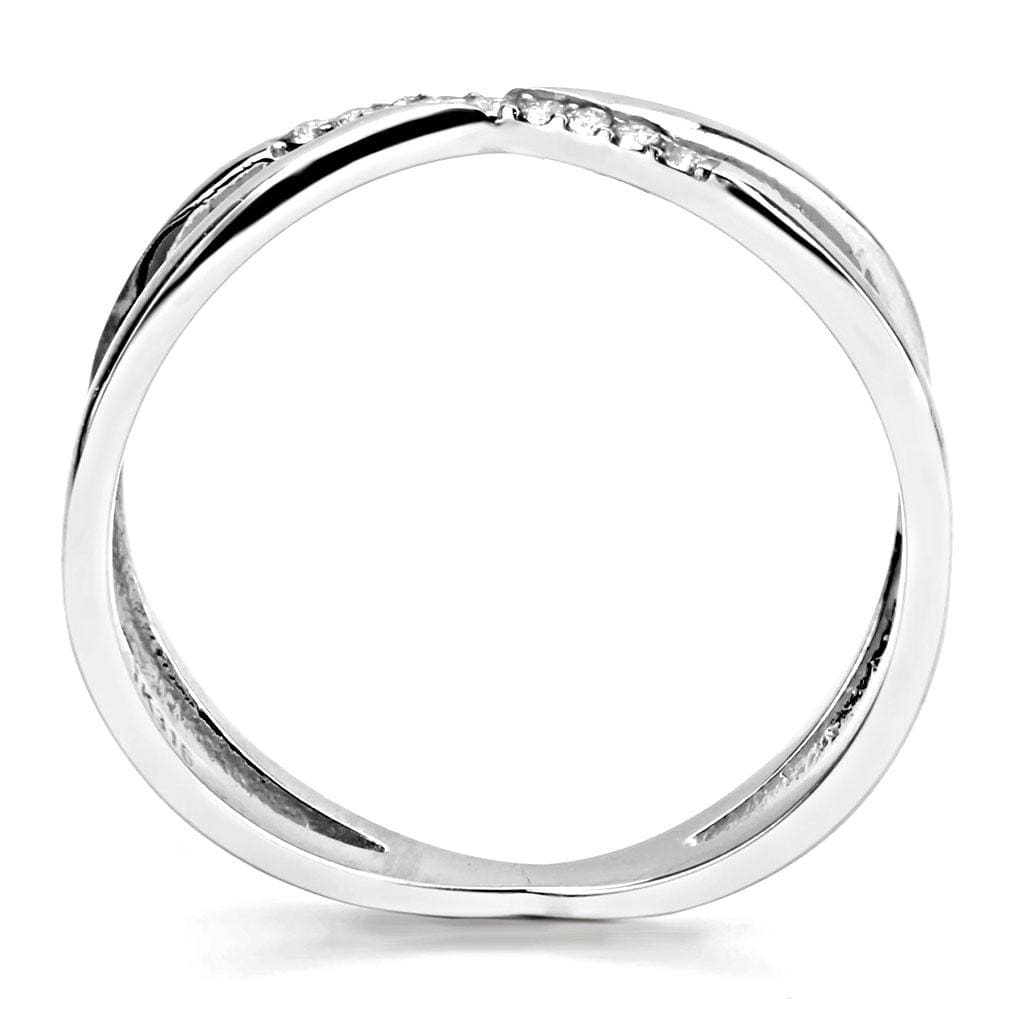 Alamode High polished (no plating) Stainless Steel Ring with AAA Grade CZ in Clear - Alamode