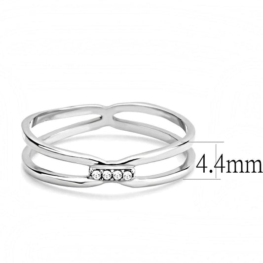 Alamode High polished (no plating) Stainless Steel Ring with AAA Grade CZ in Clear - Alamode