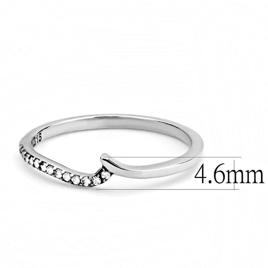 Alamode High polished (no plating) Stainless Steel Ring with AAA Grade CZ in Clear - Flyclothing LLC