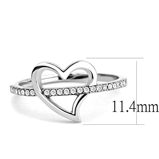 Alamode High polished (no plating) Stainless Steel Ring with AAA Grade CZ in Clear - Alamode